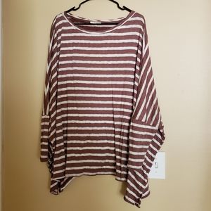 Batwing Oversized Striped Shirt